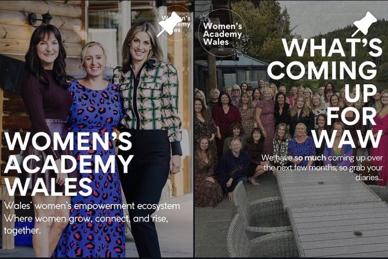 Women's Academy Wales brand introduction and upcoming events posts